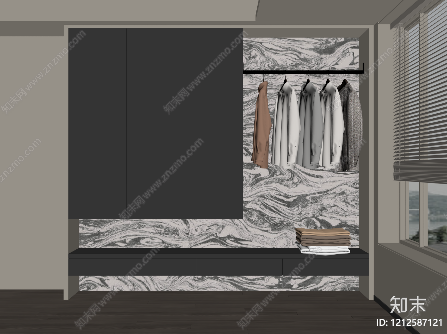 现代简约衣帽间SU模型下载【ID:1212587121】