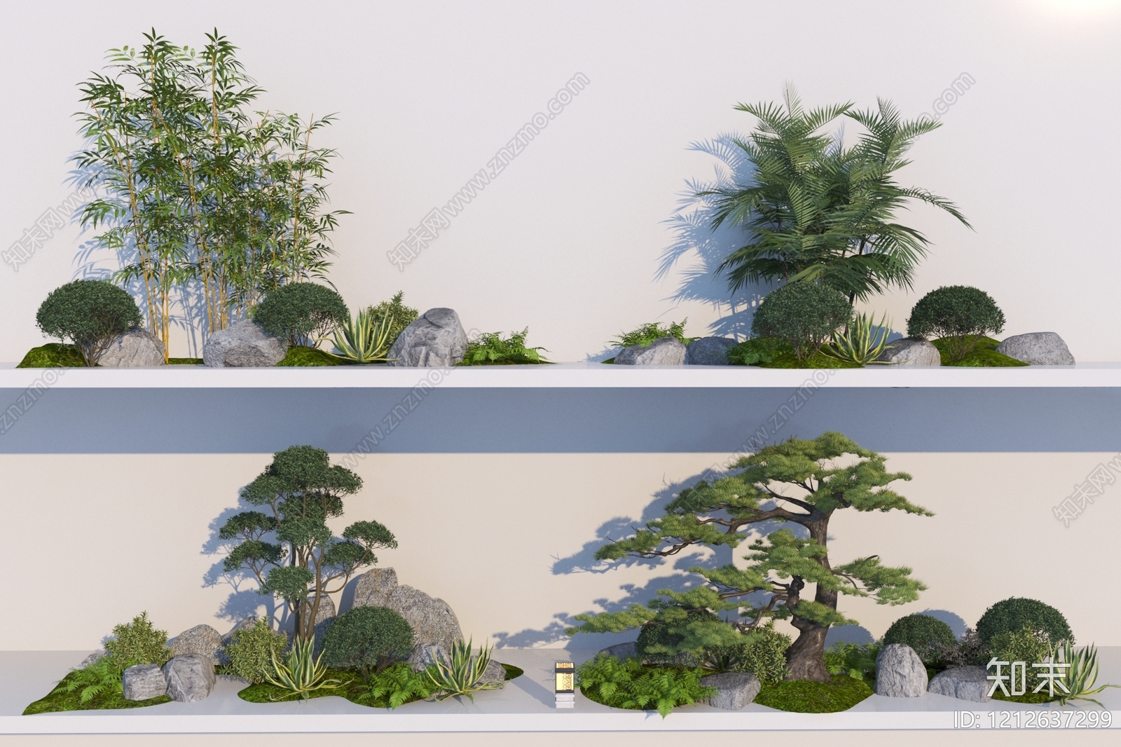 新中式景观植物堆3D模型下载【ID:1212637299】