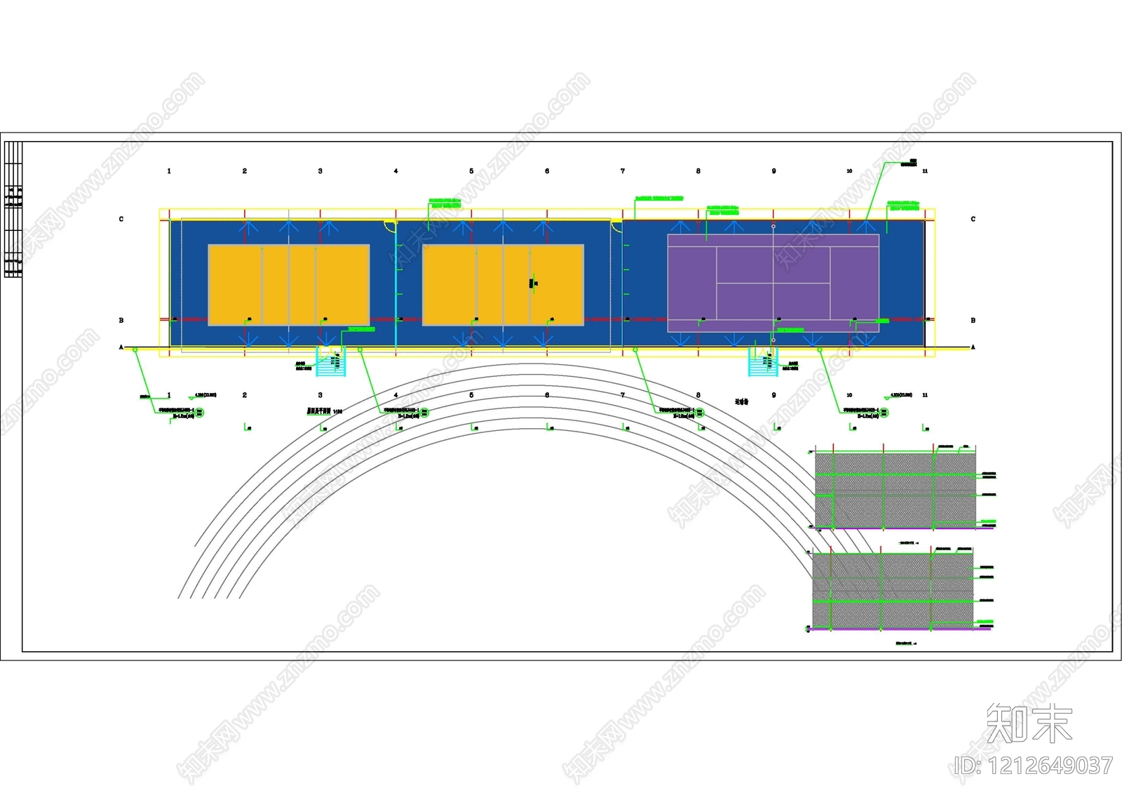 现代网球场施工图下载【ID:1212649037】