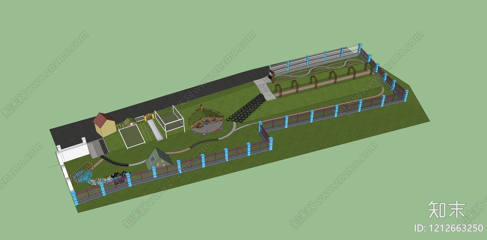 现代童趣景观儿童游乐空间SU模型下载【ID:1212663250】