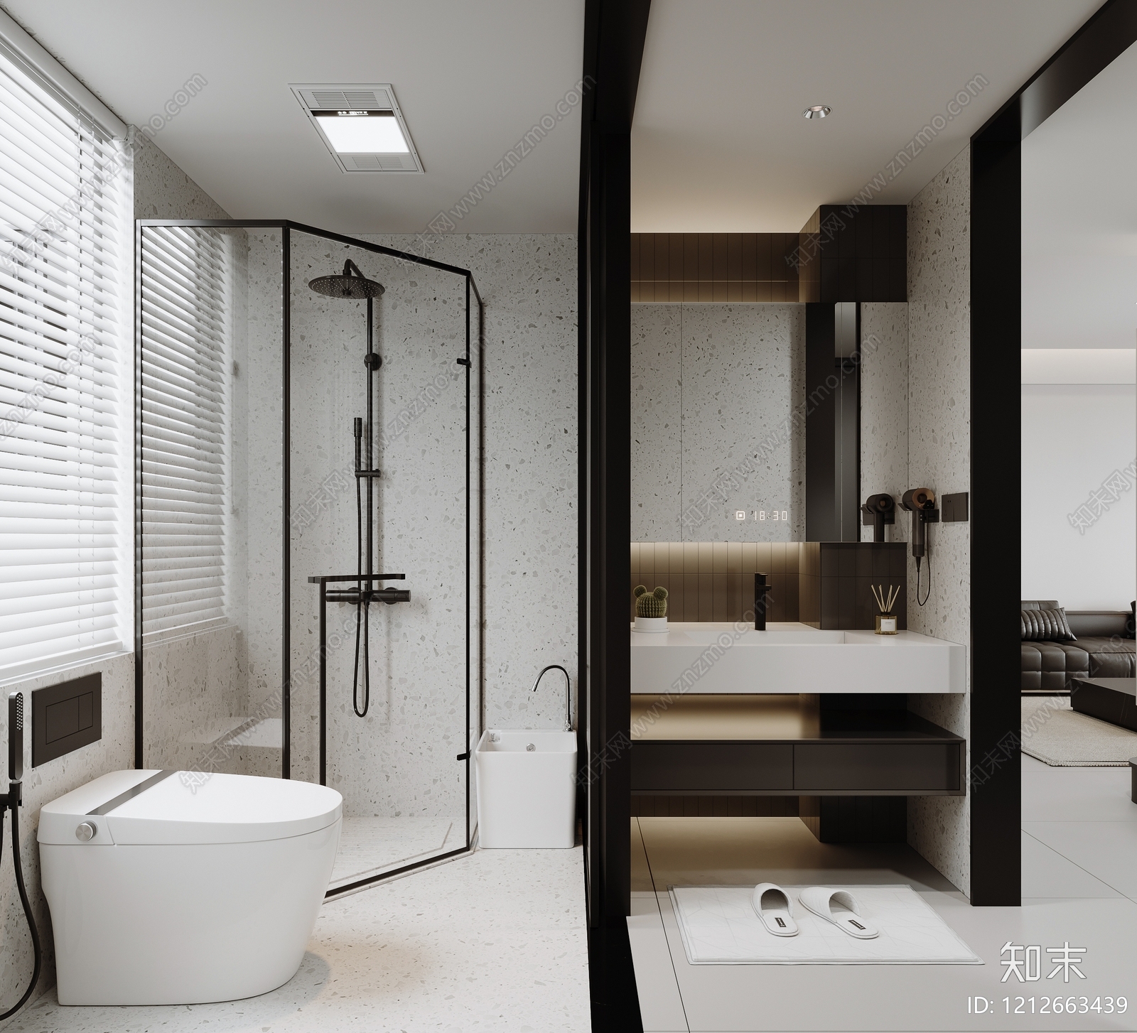 极简卫生间3D模型下载【ID:1212663439】
