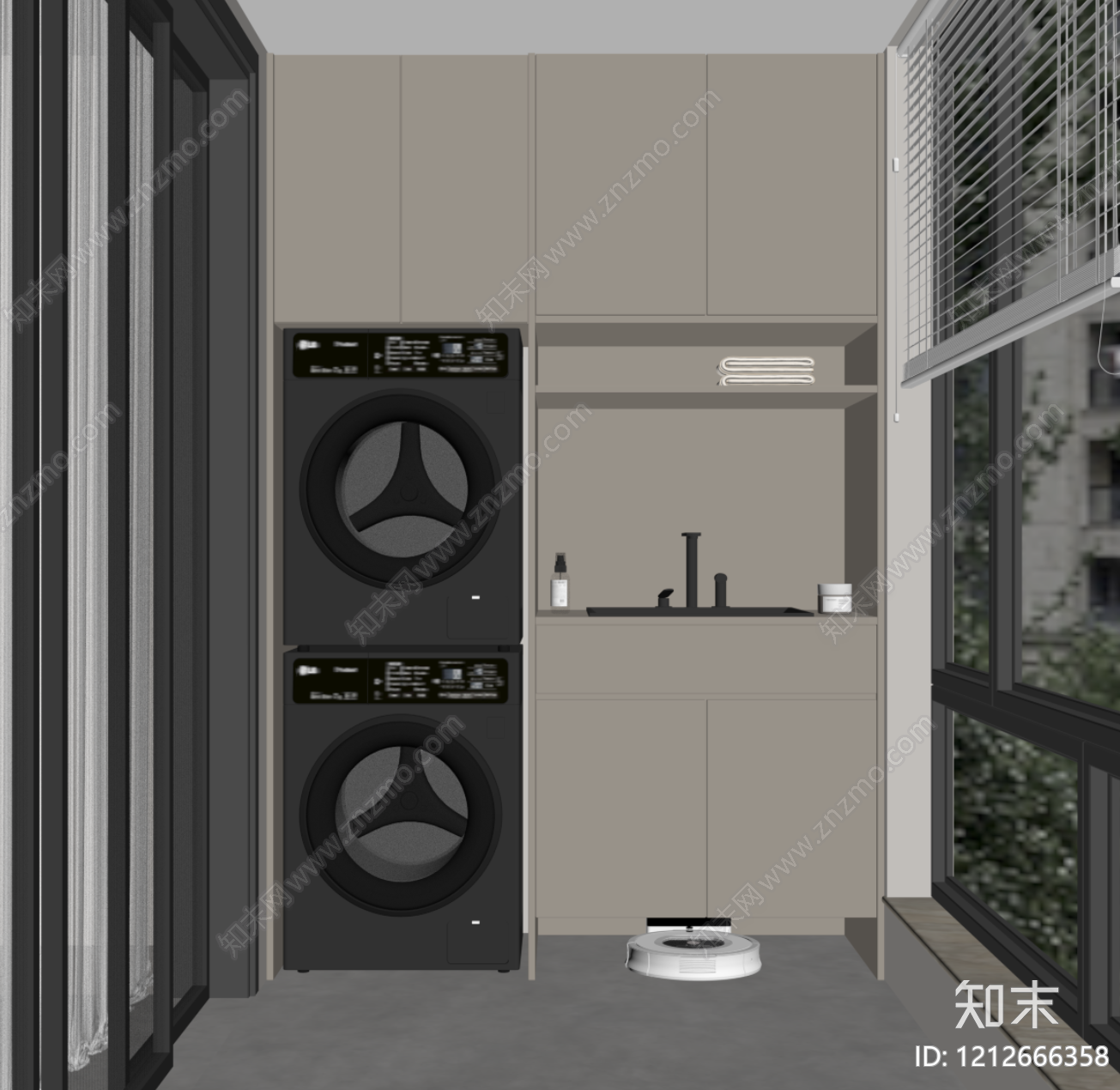 现代简约家居阳台SU模型下载【ID:1212666358】