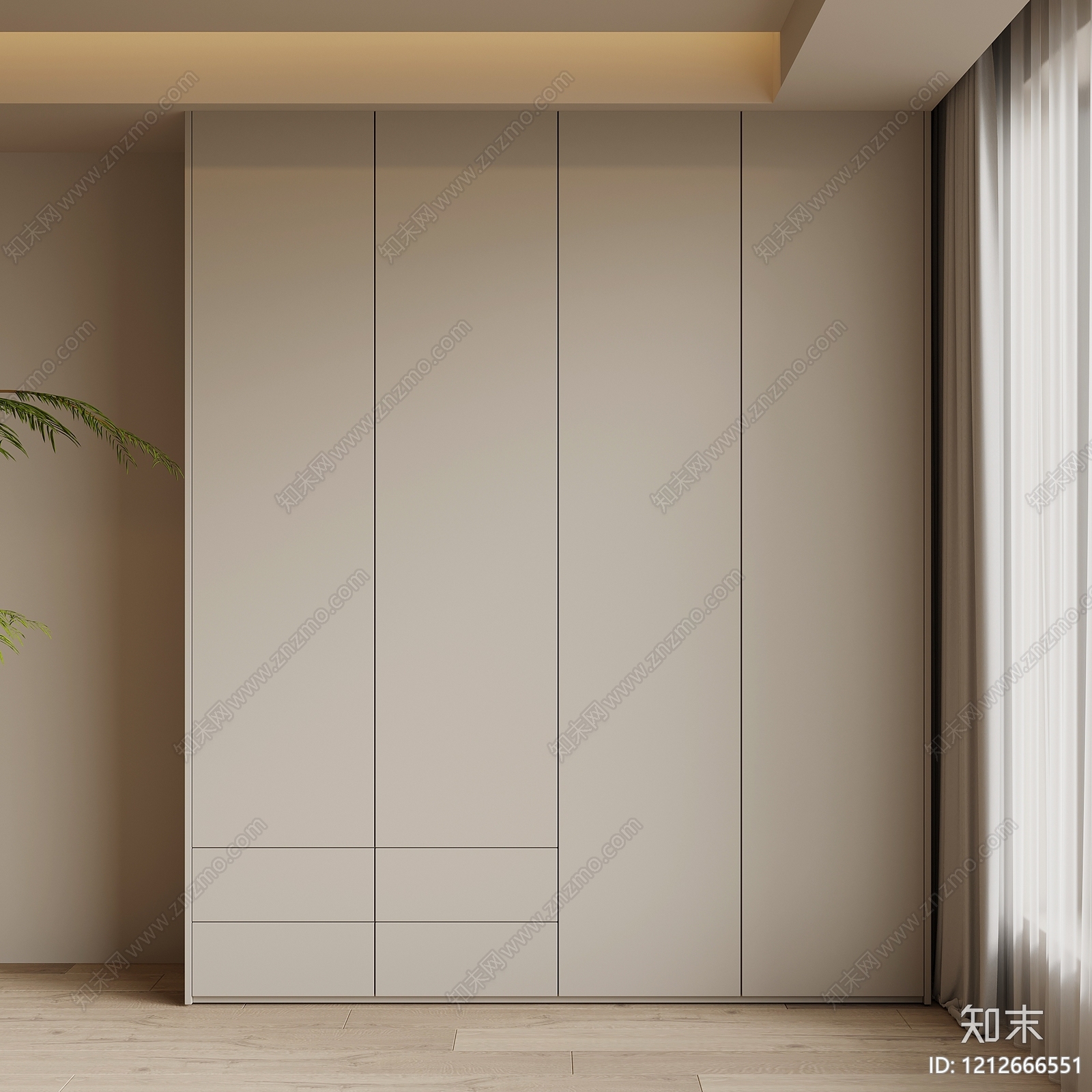 极简衣柜3D模型下载【ID:1212666551】