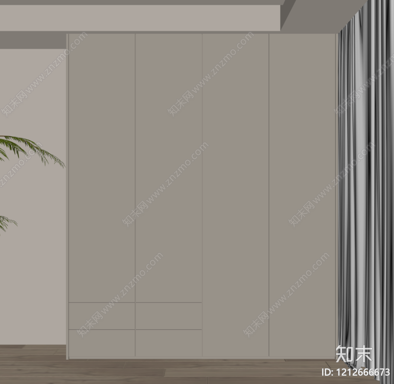 奶油风衣柜SU模型下载【ID:1212666673】