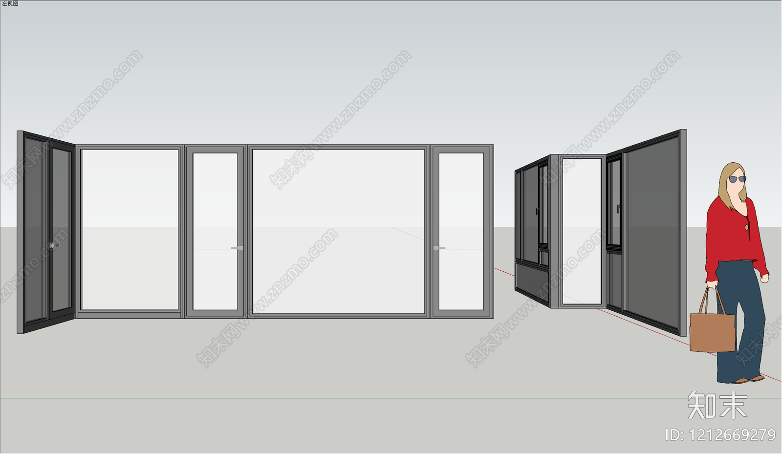 极简主义落地窗SU模型下载【ID:1212669279】