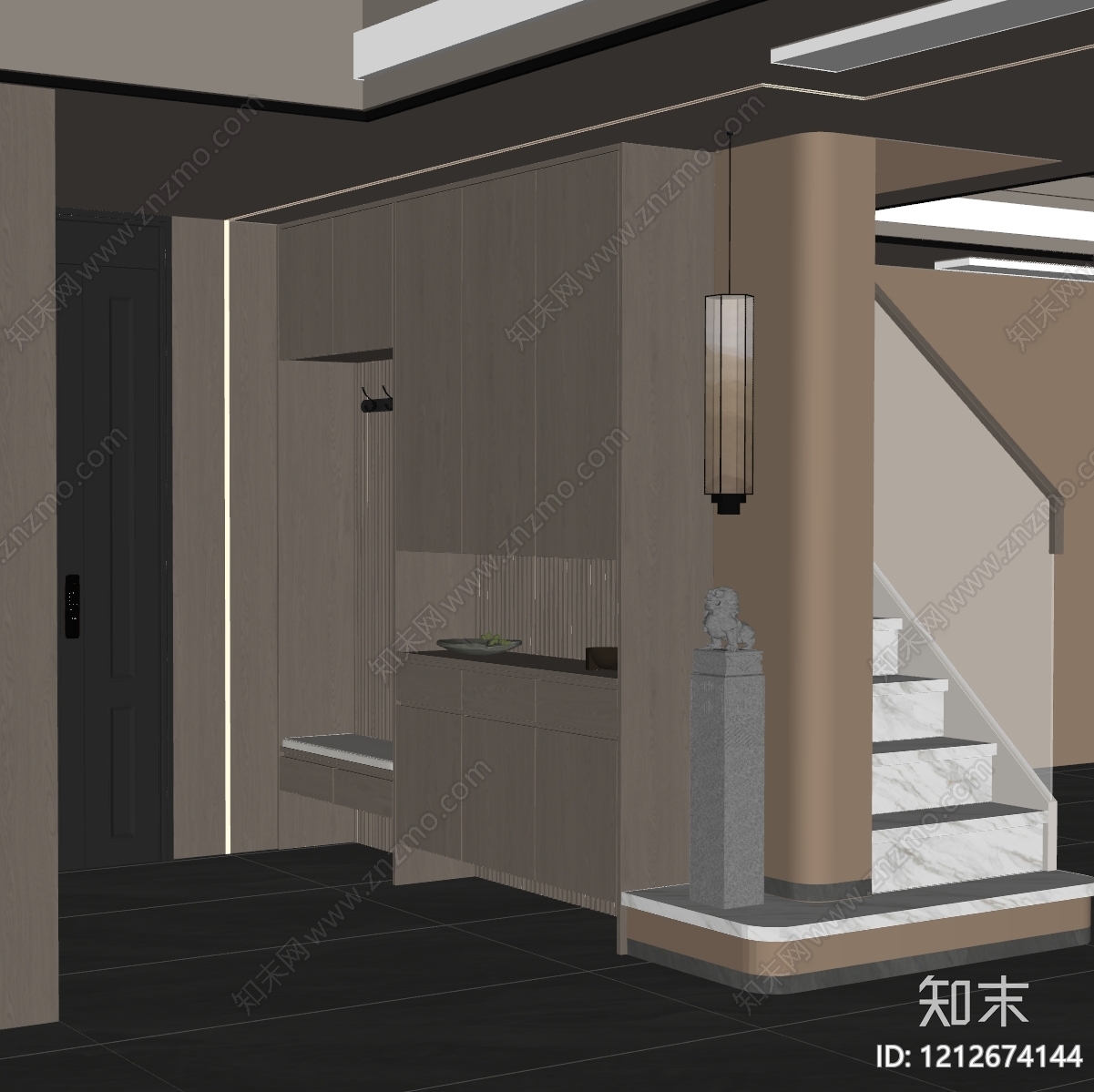 新中式玄关SU模型下载【ID:1212674144】