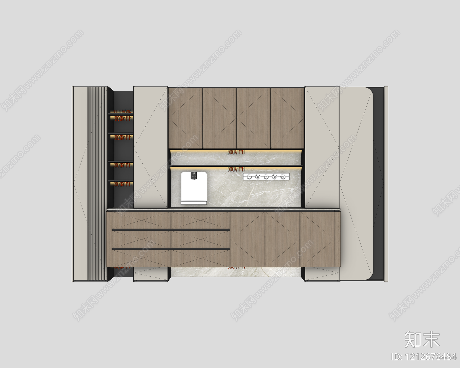 现代简约餐边柜SU模型下载【ID:1212676484】