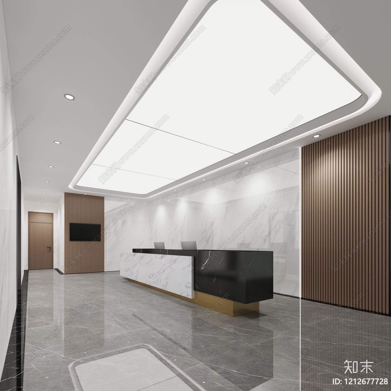 现代简约办公大厅3D模型下载【ID:1212677728】