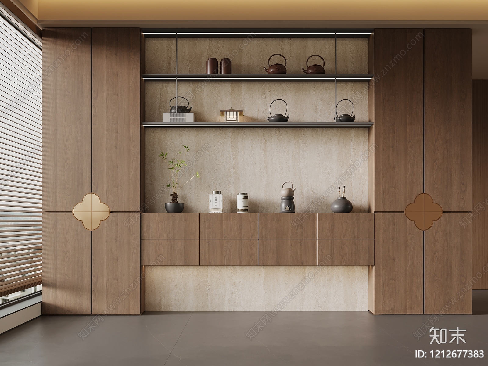新中式茶室3D模型下载【ID:1212677383】