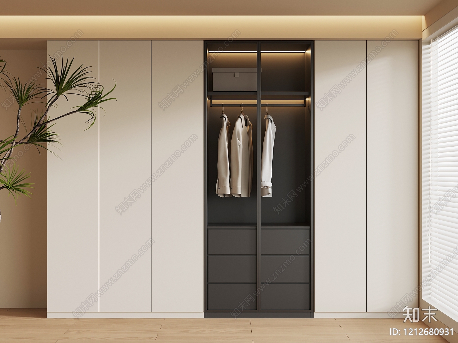 现代简约衣帽间3D模型下载【ID:1212680931】