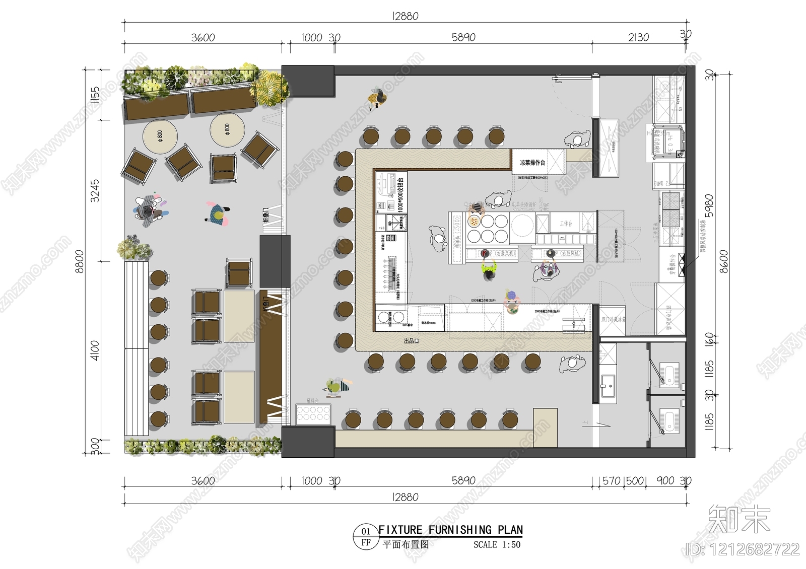 现代烧烤店施工图下载【ID:1212682722】