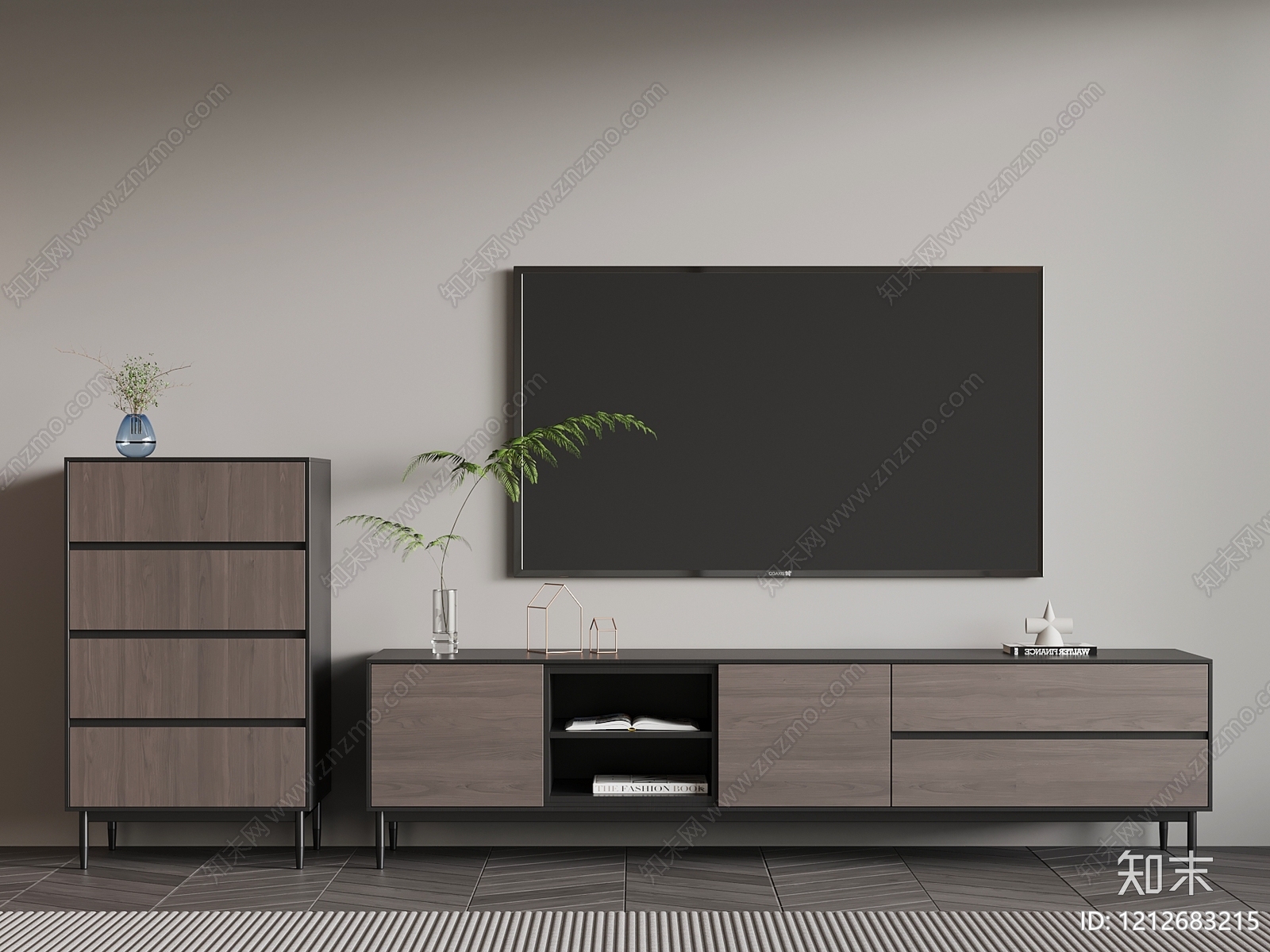 现代简约电视柜3D模型下载【ID:1212683215】