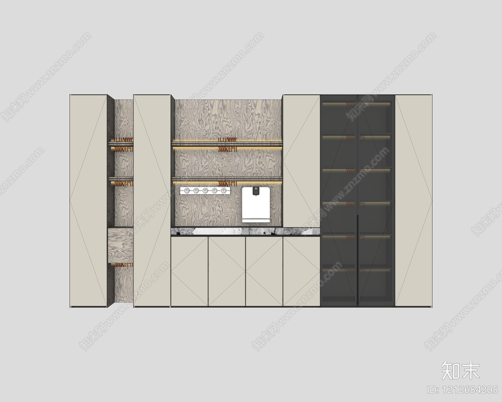 现代简约餐边柜SU模型下载【ID:1212684205】