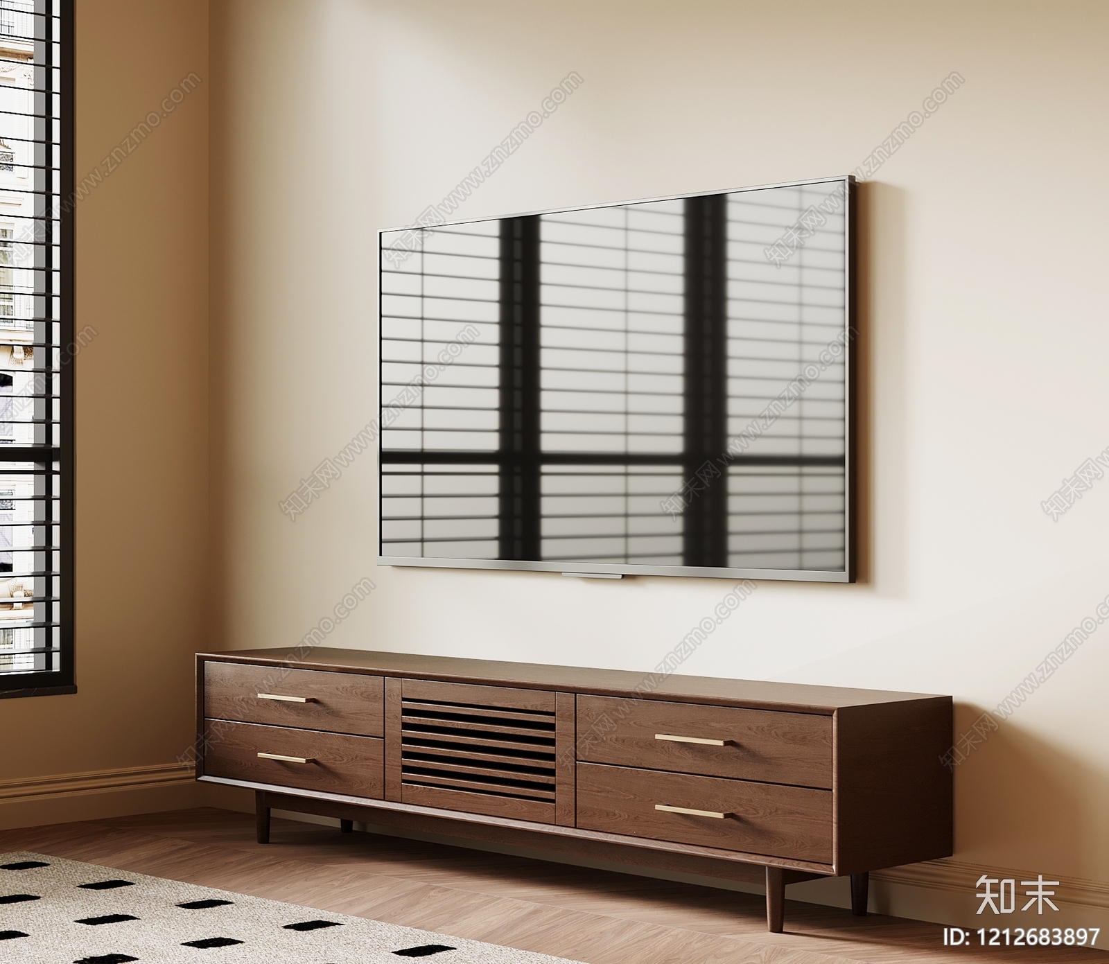 现代简约电视柜3D模型下载【ID:1212683897】