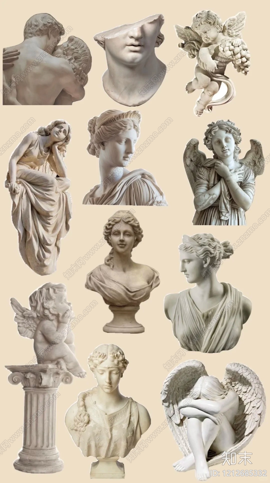 欧式古典雕塑摆件SU模型下载【ID:1212685332】