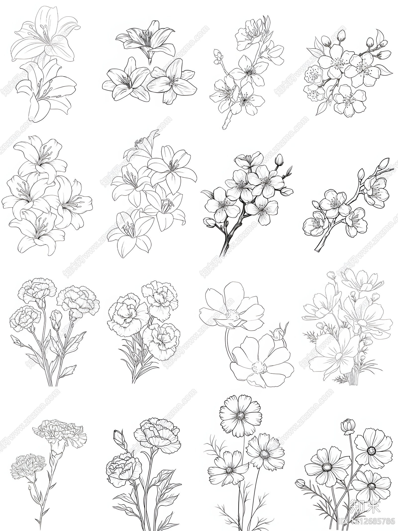 现代花施工图下载【ID:1212685786】