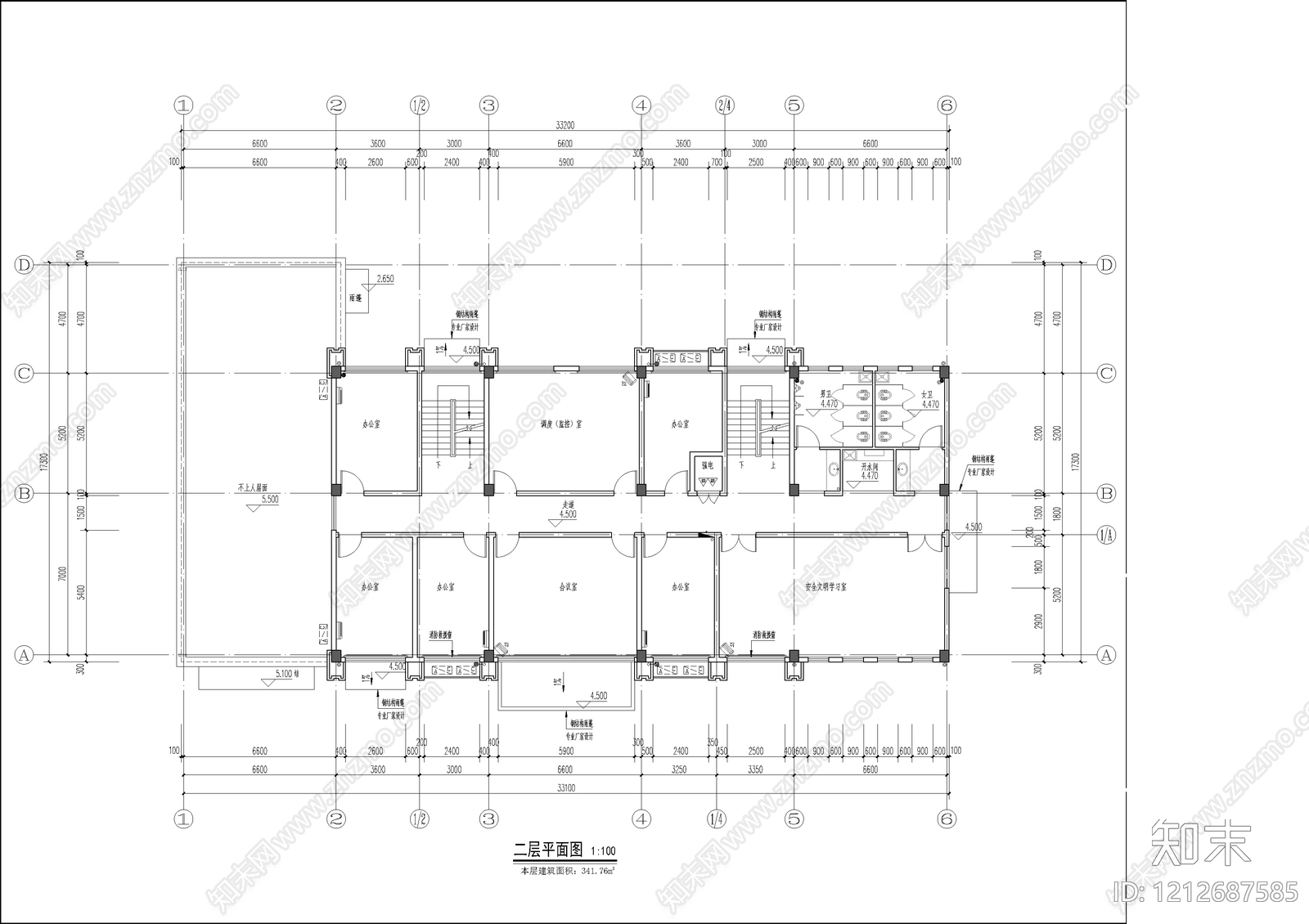 现代办公楼建筑cad施工图下载【ID:1212687585】