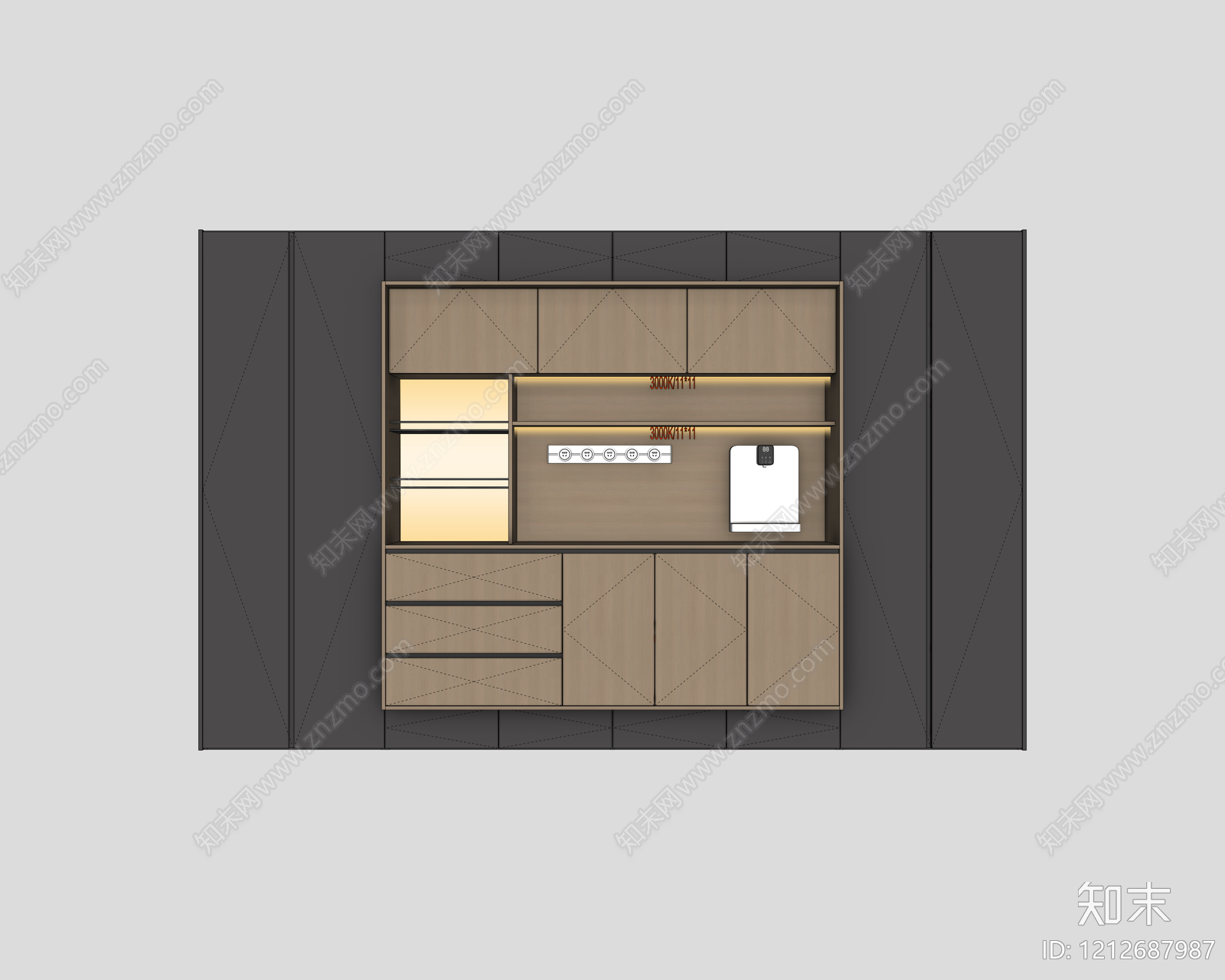 现代简约餐边柜SU模型下载【ID:1212687987】