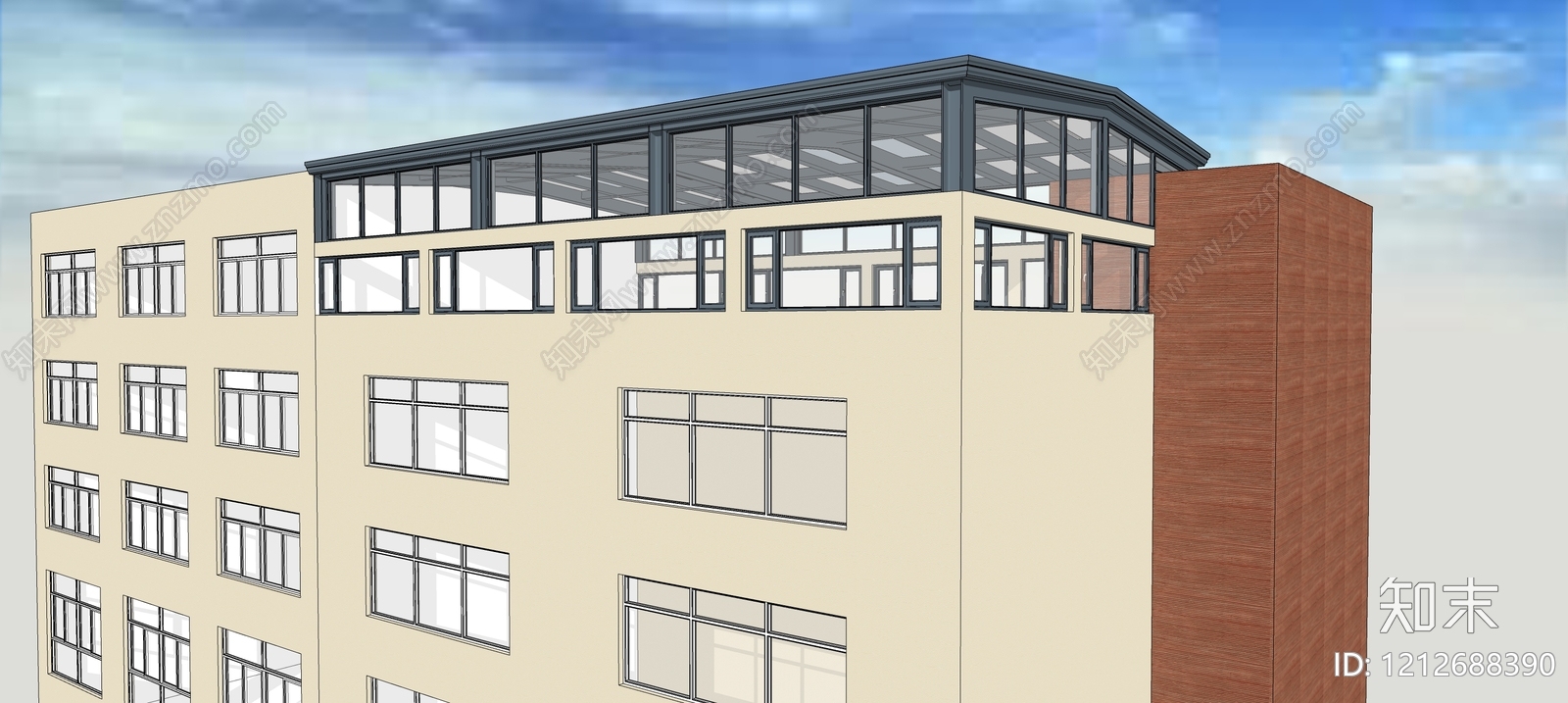 现代主义太阳能屋面SU模型下载【ID:1212688390】