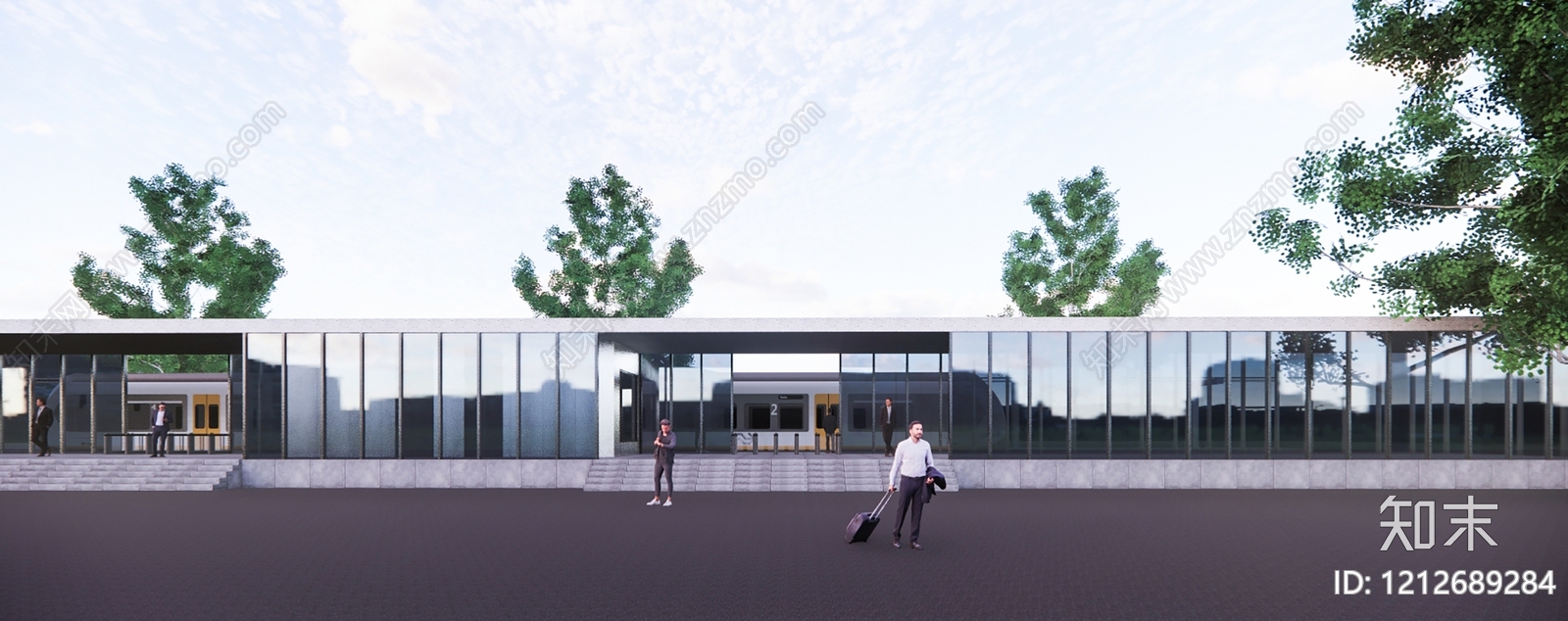 极简主义火车站SU模型下载【ID:1212689284】