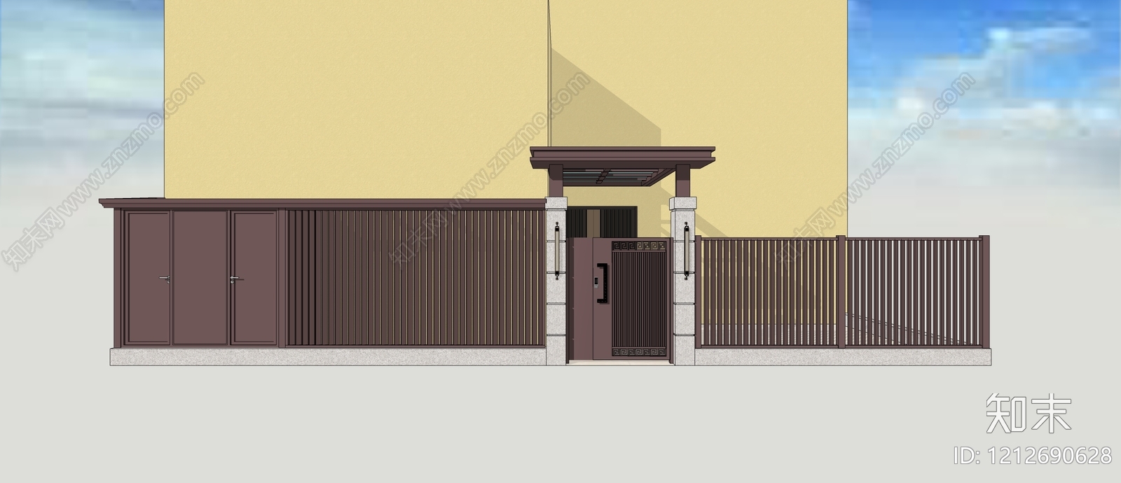 新中式庭院门SU模型下载【ID:1212690628】