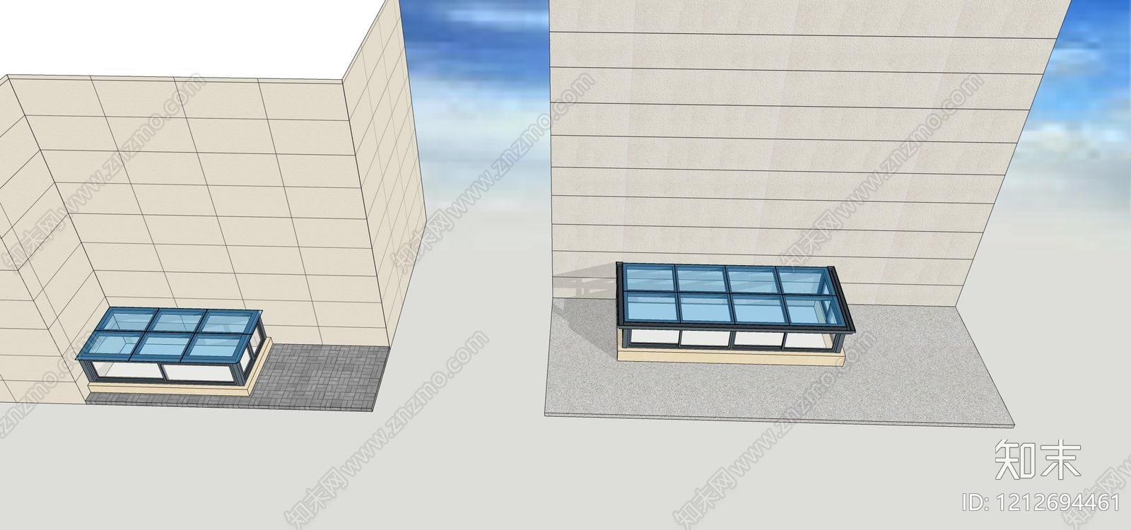 现代简约采光天窗SU模型下载【ID:1212694461】