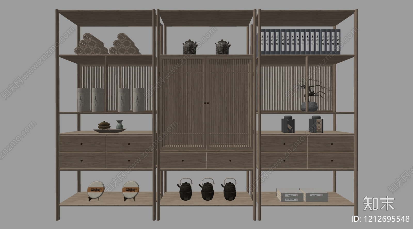 新中式博古架SU模型下载【ID:1212695548】