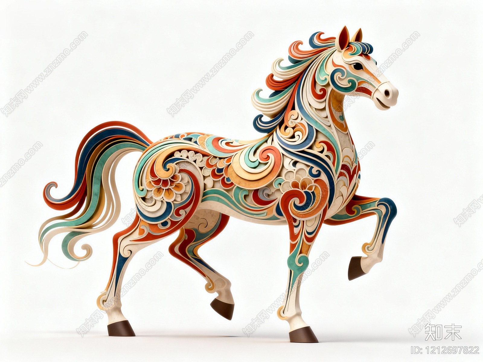 立体剪纸风雕塑摆件3D模型下载【ID:1212697822】