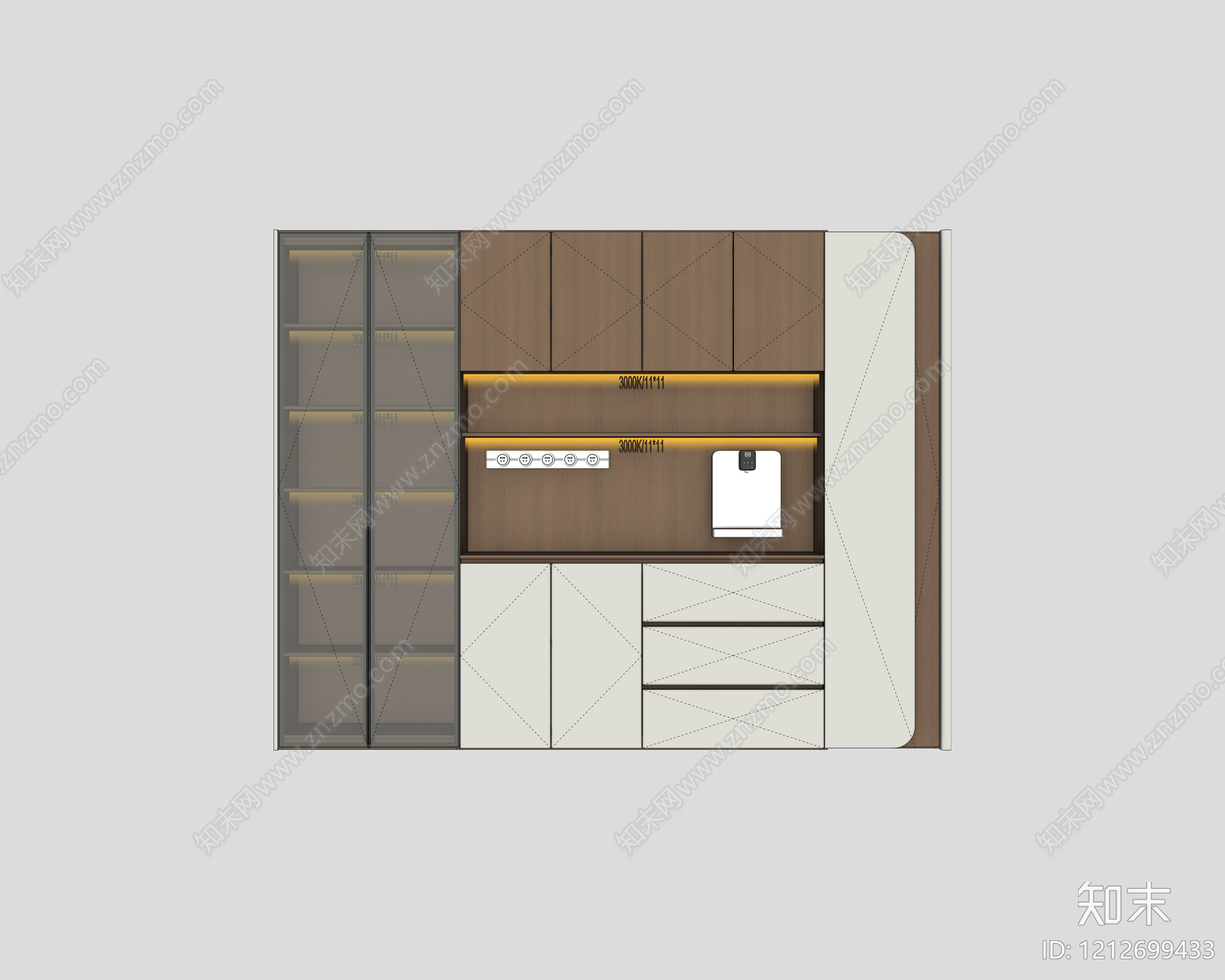 现代简约餐边柜SU模型下载【ID:1212699433】