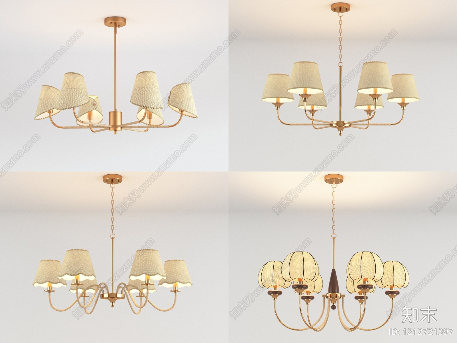 现代轻奢客厅吊灯3D模型下载【ID:1212721397】
