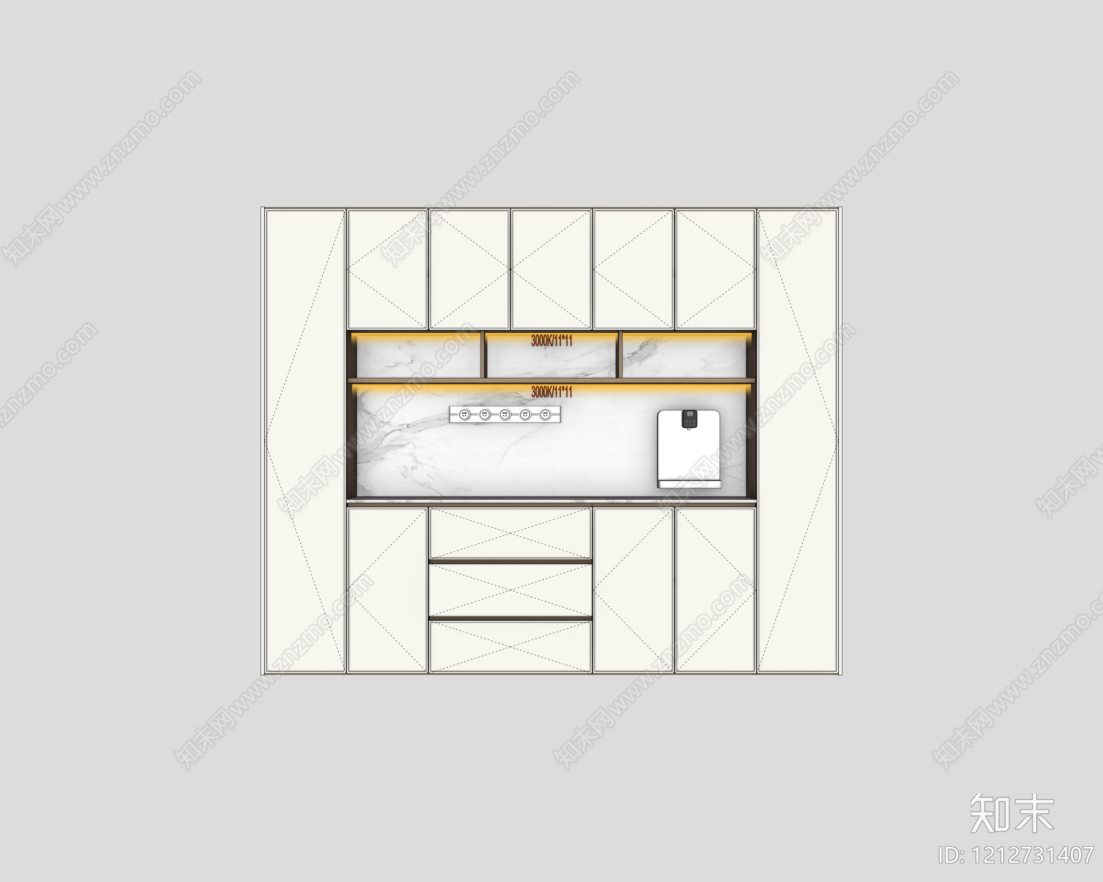 现代简约餐边柜SU模型下载【ID:1212731407】