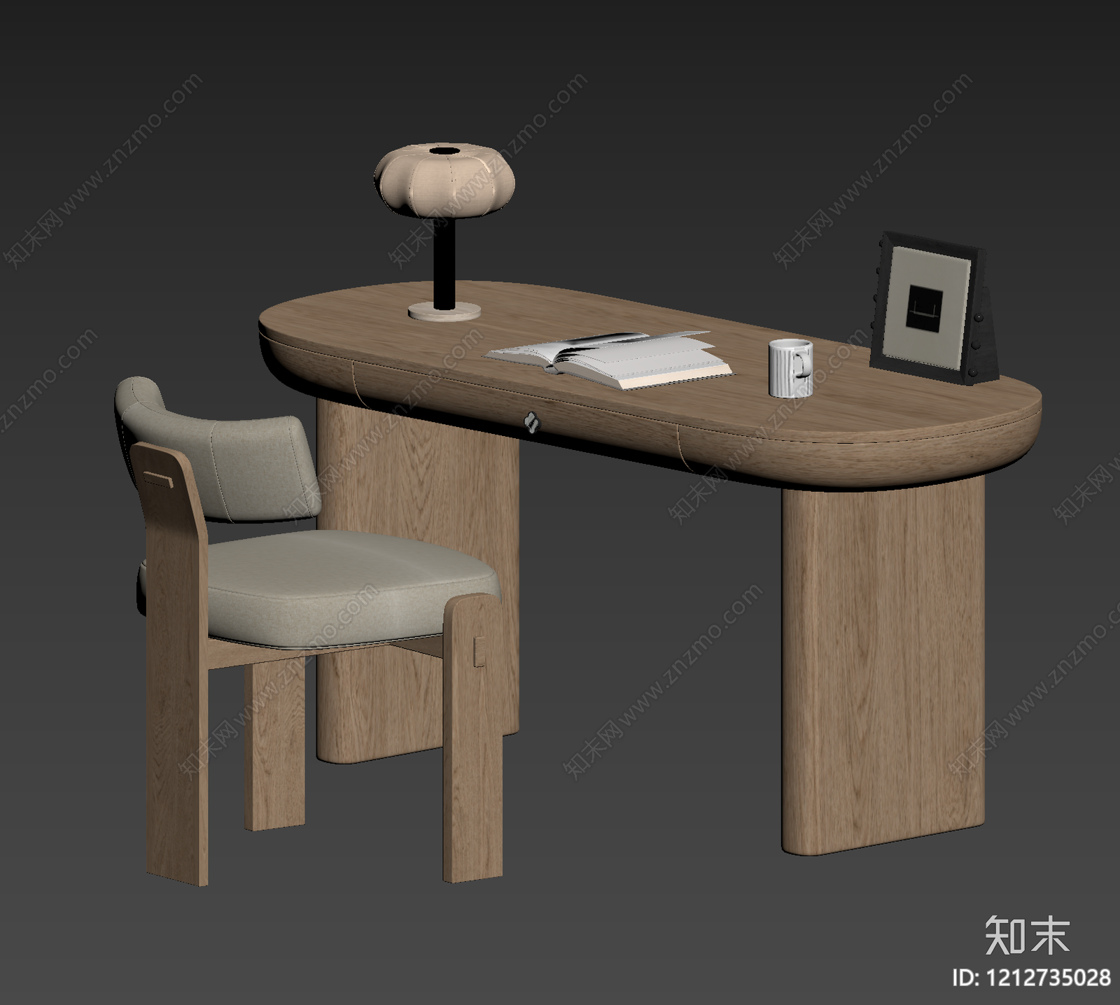 原木风书桌椅3D模型下载【ID:1212735028】