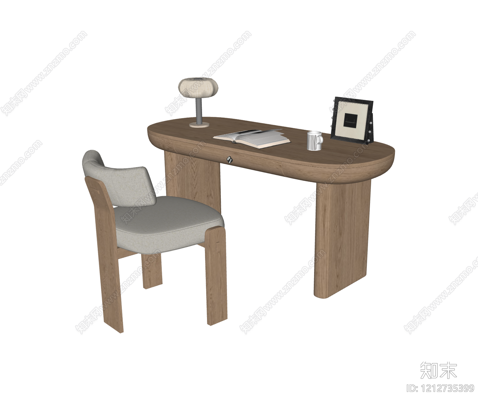 原木风书桌椅SU模型下载【ID:1212735399】