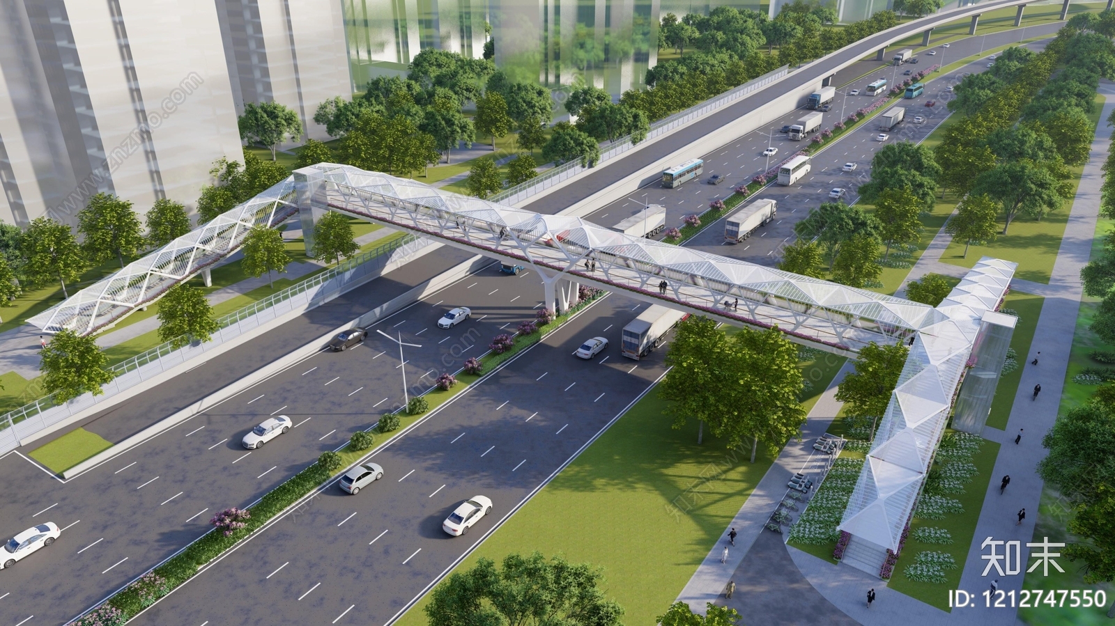 现代主义天桥SU模型下载【ID:1212747550】