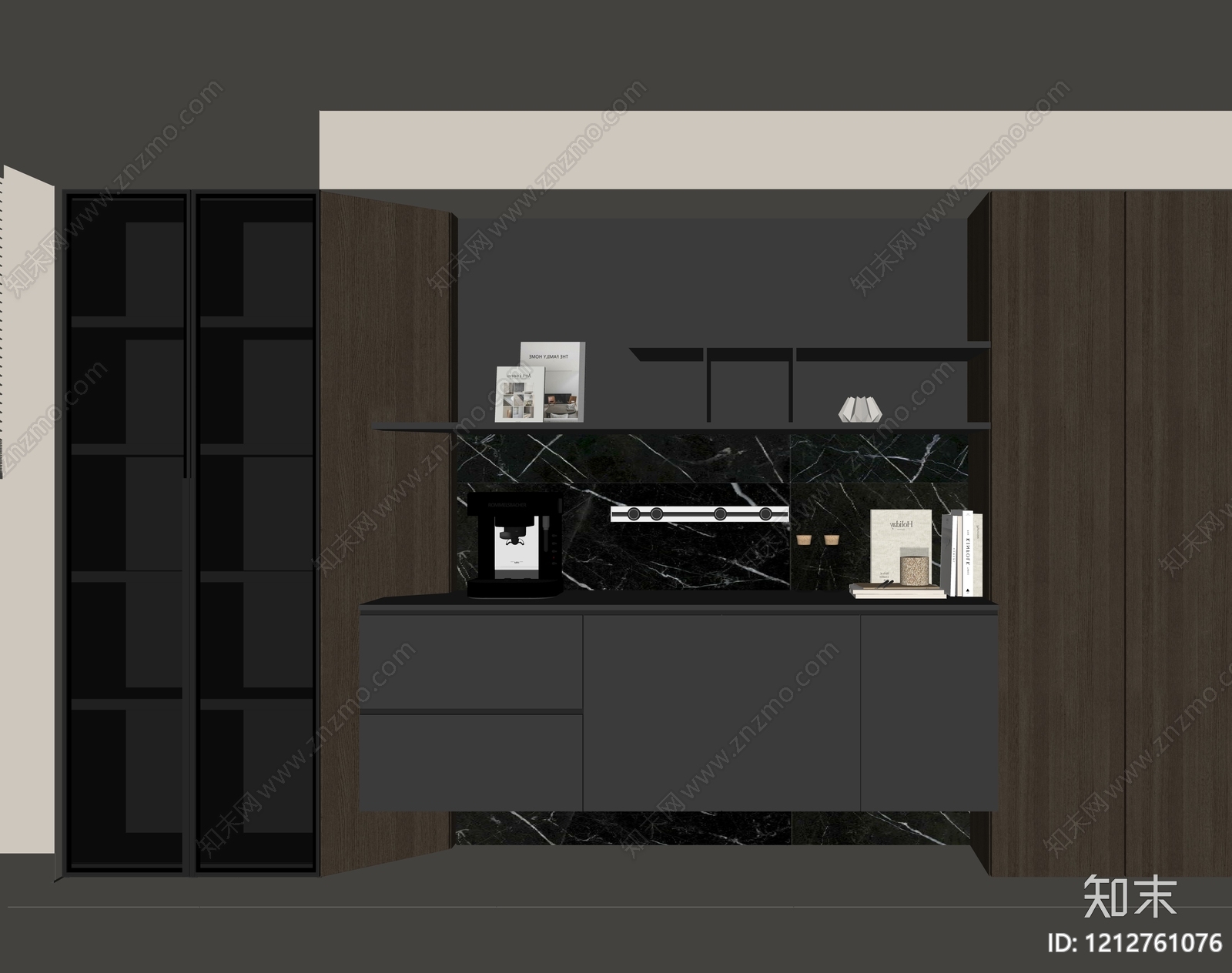 极简餐边柜SU模型下载【ID:1212761076】