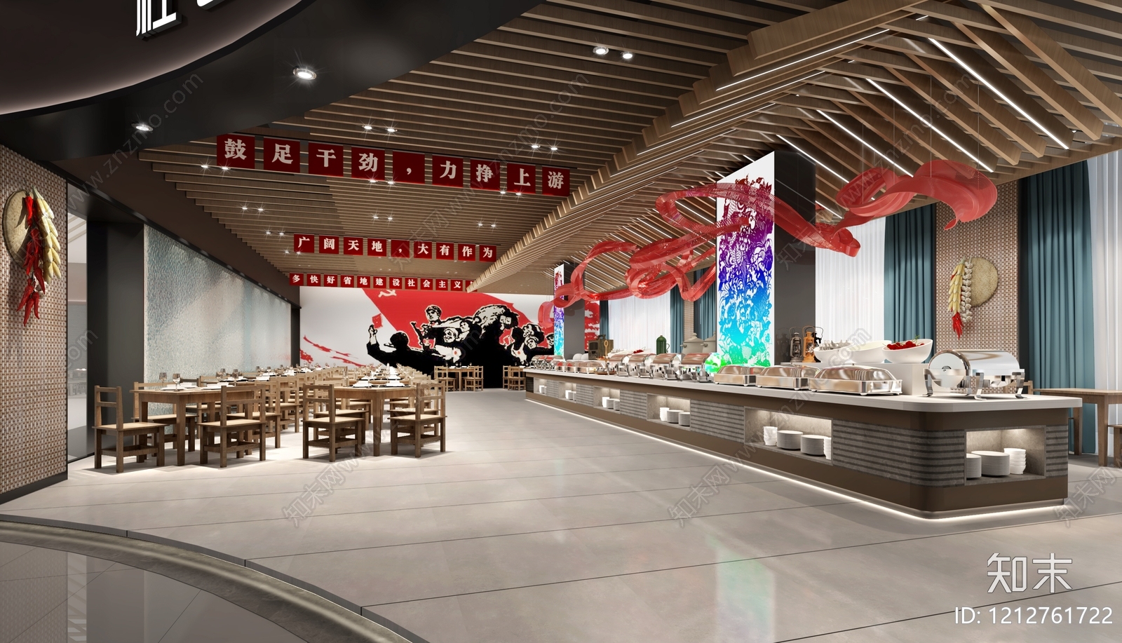 复古主题风格自助餐厅3D模型下载【ID:1212761722】