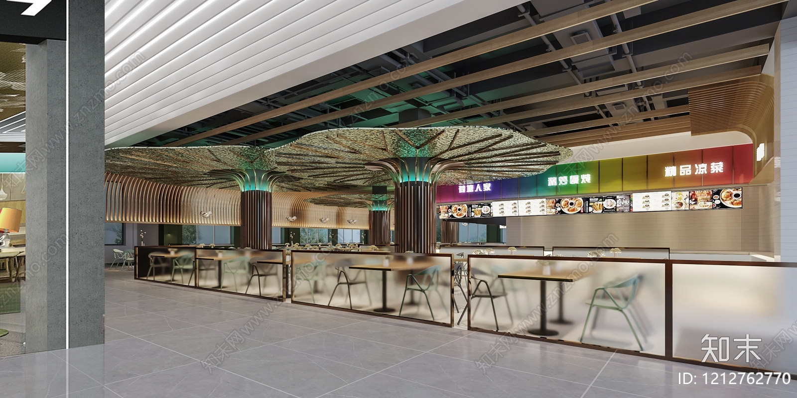 现代自然风自助餐厅3D模型下载【ID:1212762770】