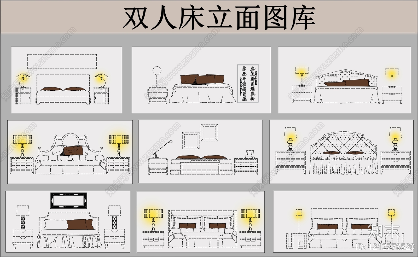 现代床施工图下载【ID:1212778520】