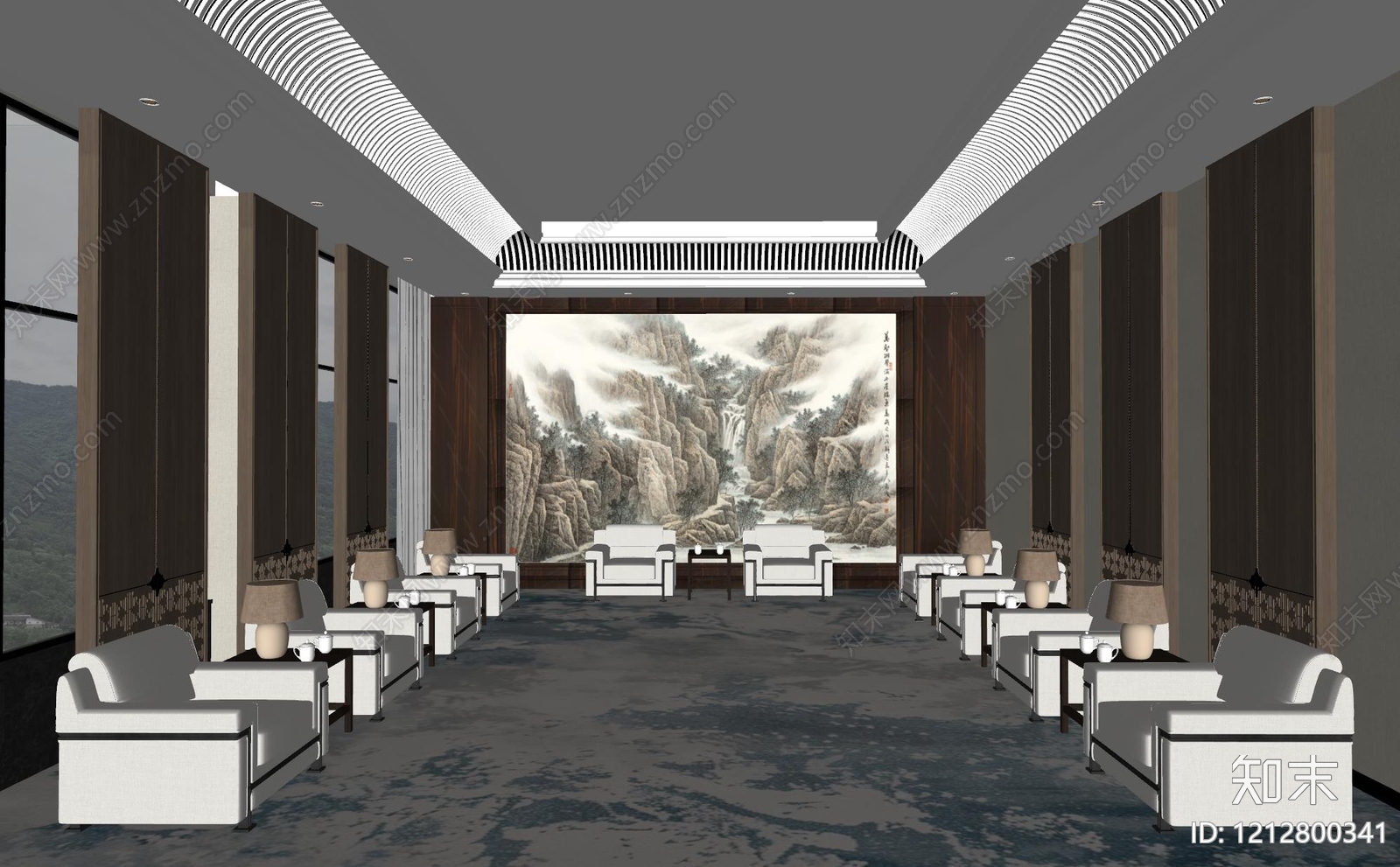 新中式接待室SU模型下载【ID:1212800341】