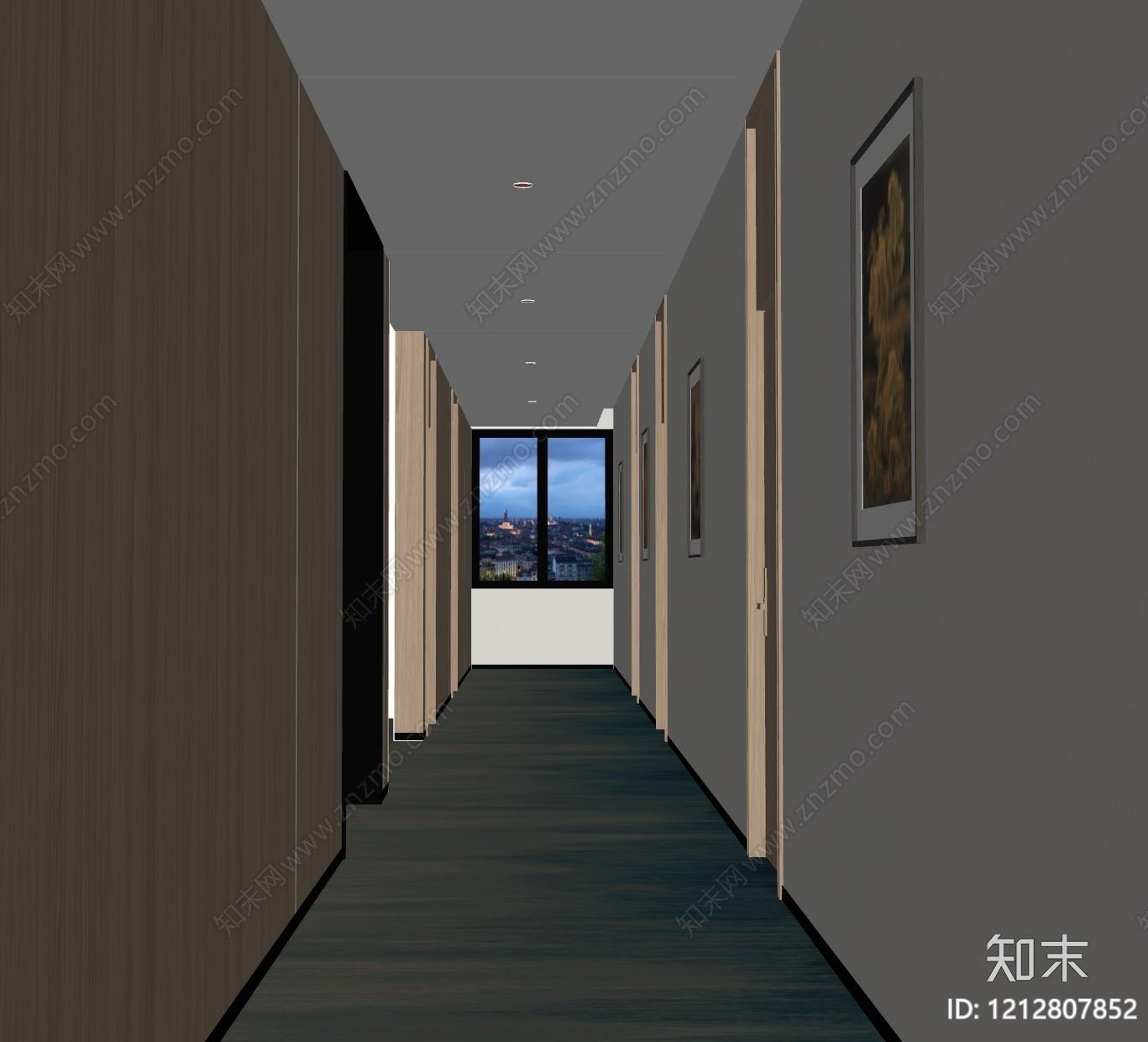 现代简约酒店走廊SU模型下载【ID:1212807852】