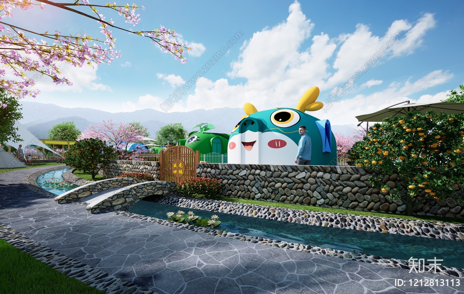 主题乐园风文旅项目景观3D模型下载【ID:1212813113】