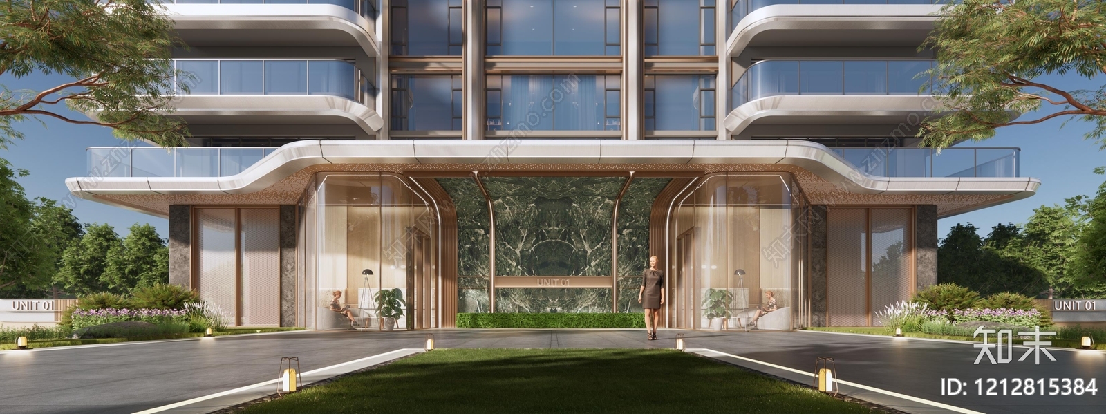 现代主义小高层住宅楼SU模型下载【ID:1212815384】