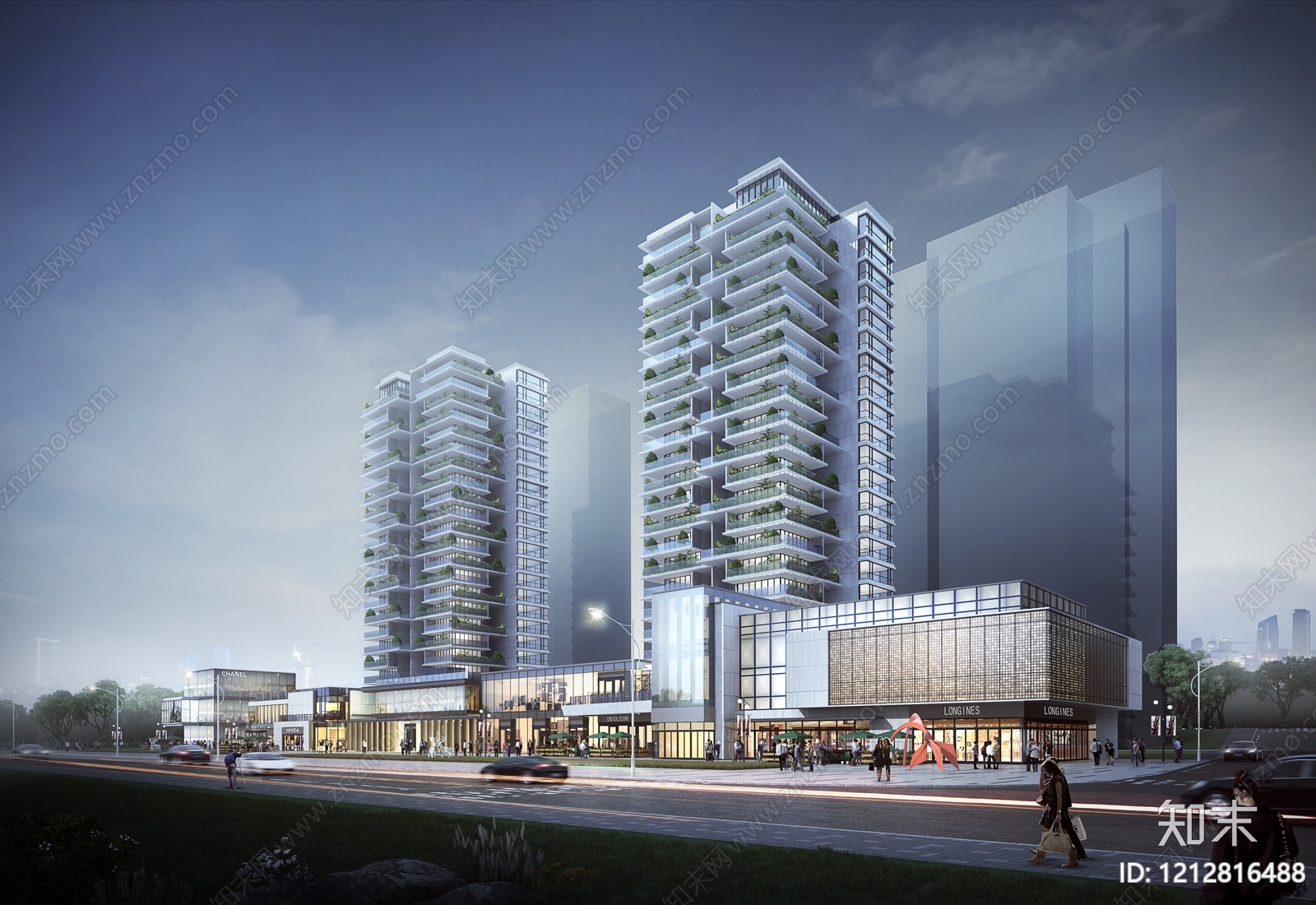 现代主义小区建筑SU模型下载【ID:1212816488】