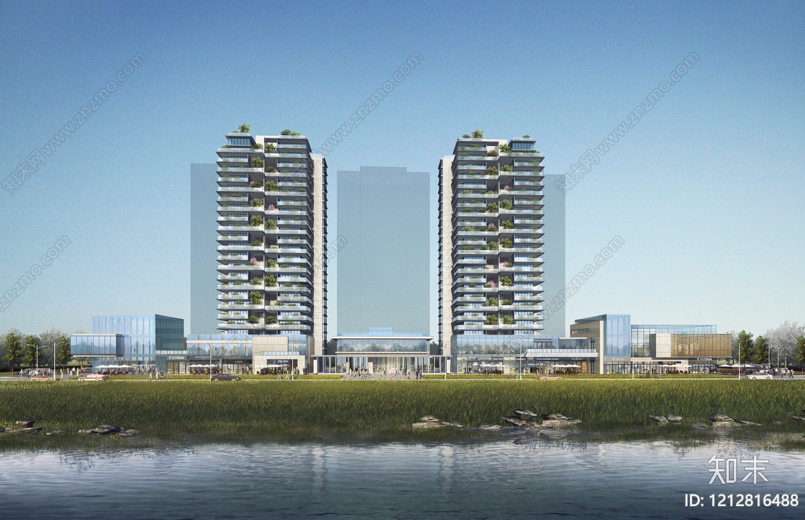 现代主义小区建筑SU模型下载【ID:1212816488】