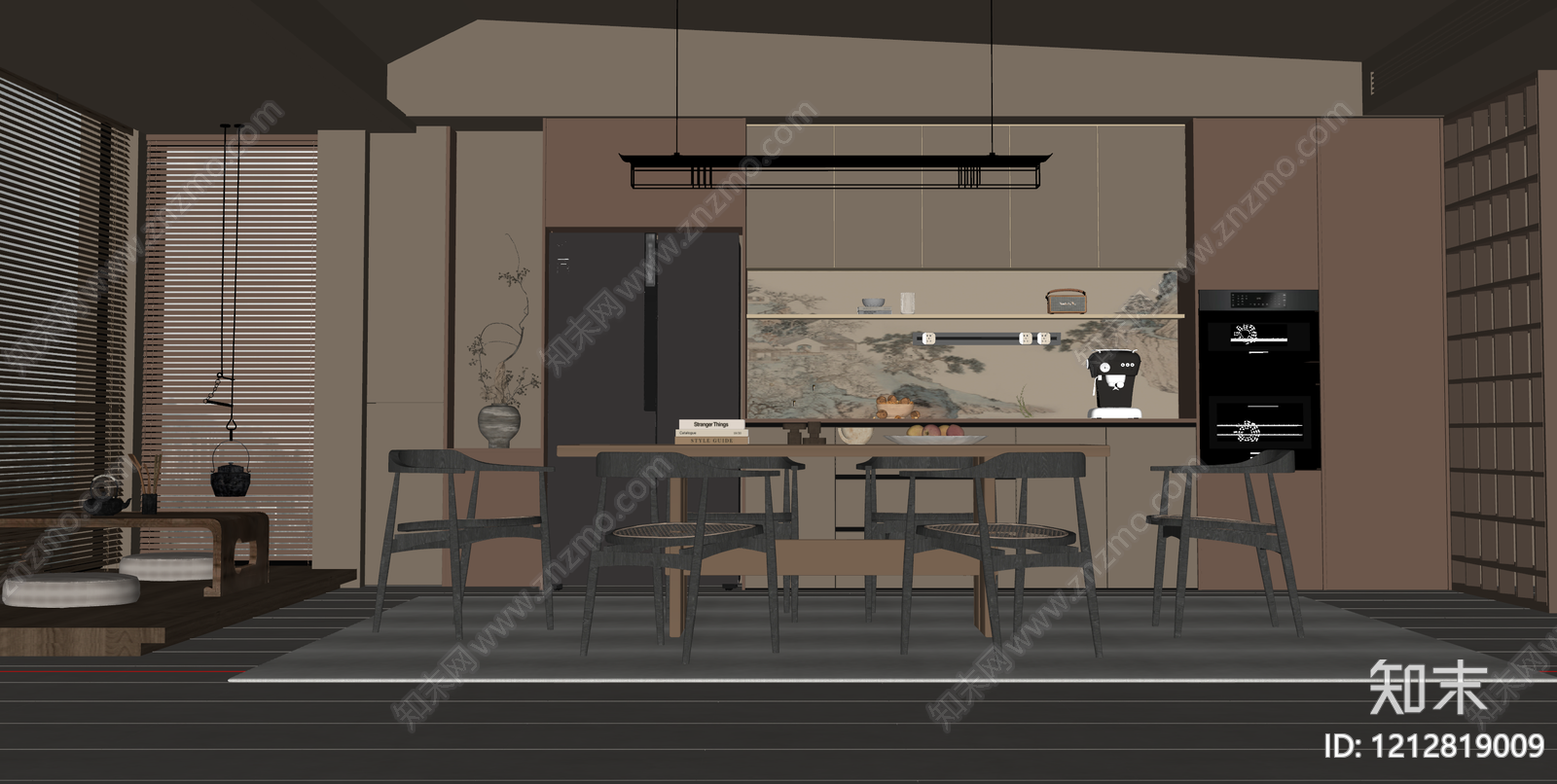 新中式客餐厅SU模型下载【ID:1212819009】