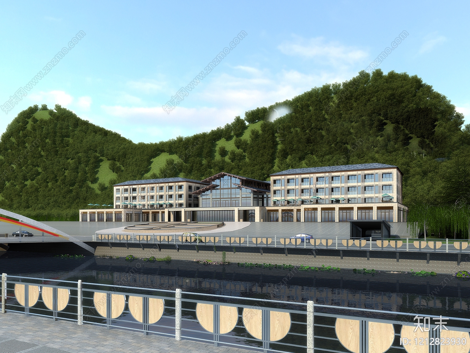 新中式酒店外观3D模型下载【ID:1212823930】