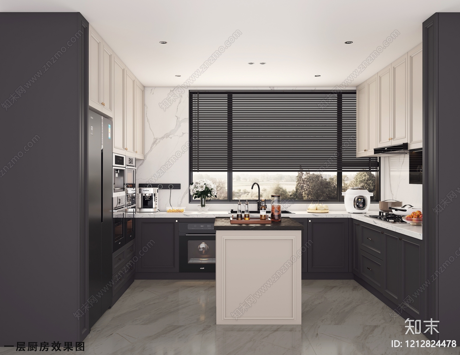 现代简约封闭式厨房3D模型下载【ID:1212824478】