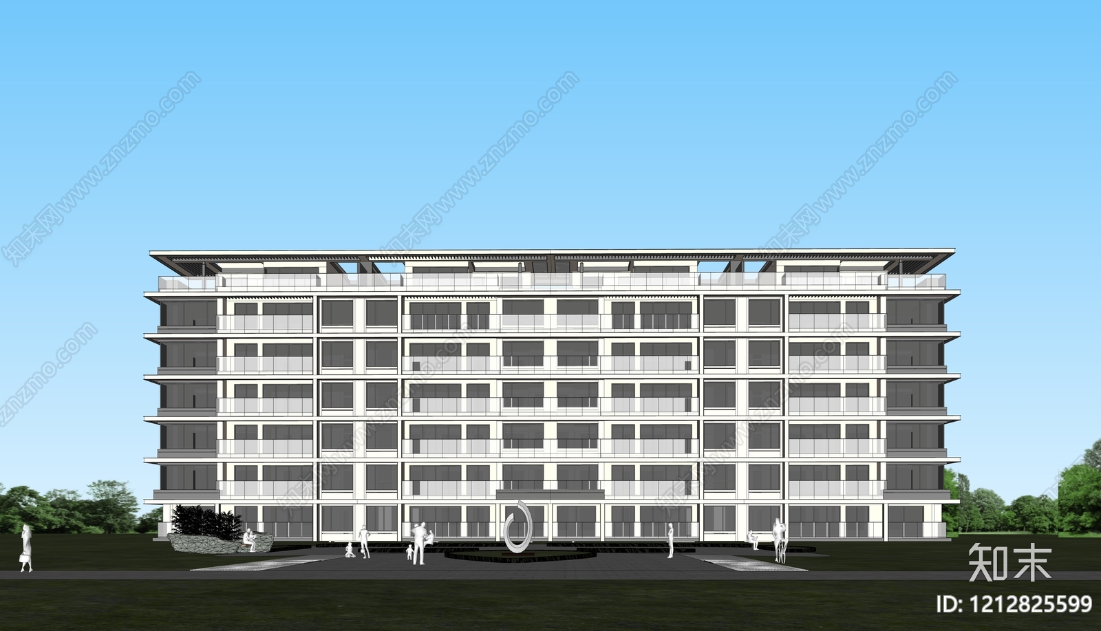 现代极简多层住宅SU模型下载【ID:1212825599】