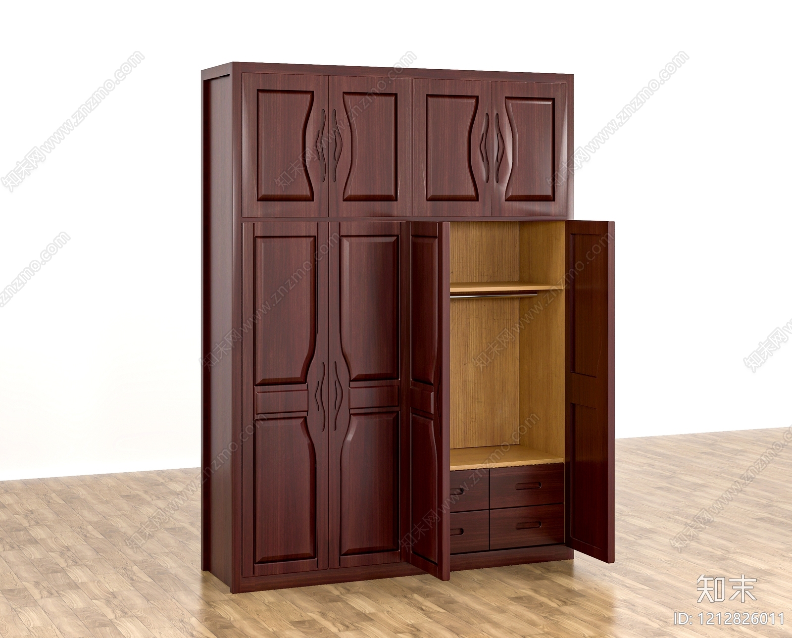 中式衣柜3D模型下载【ID:1212826011】