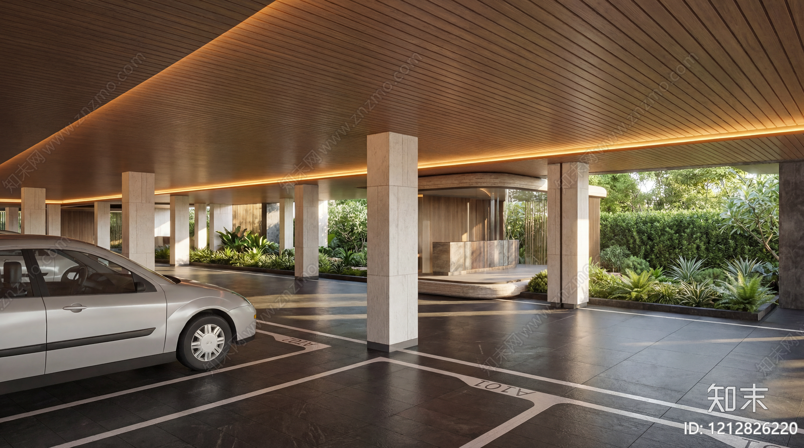 现代简约地下车库SU模型下载【ID:1212826220】